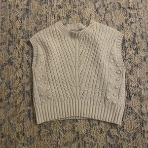 Sincerely Jules Cream Cable Knit Sleeveless Sweater